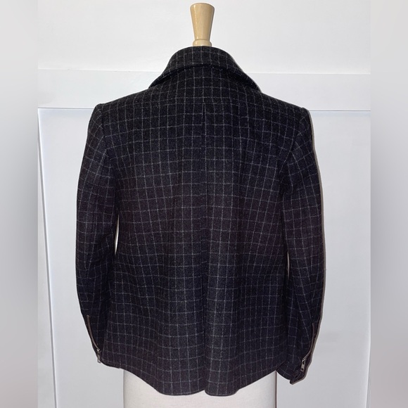 FILIPPA K // Swedish 🇸🇪 brand wool blend grid pattern moto jacket swing coat - Picture 5 of 15